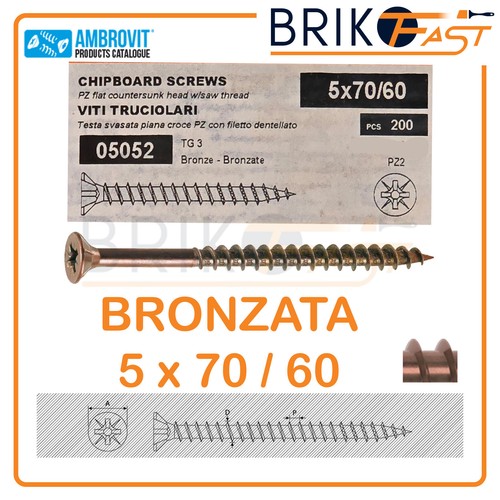 VITI PER LEGNO BRONZATE TPS VARIE MISURE DA 3-3,5-4-4,5-5-6 VITI PER TRUCIOLARE - Foto 49 di 68