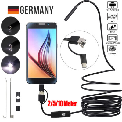 2-10M USB Endoscope Camera 5.5mm LED-HD Inspection Waterproof PC Android Phone-