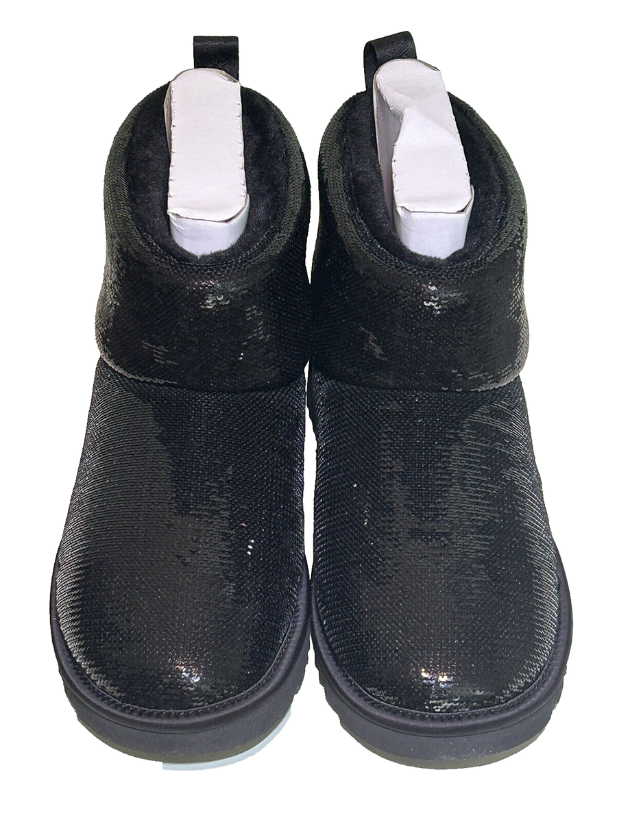 sale!国内即発送☆UGG Classic Mini Mirror Ball ブーツ UGG Womens Sz 8 Classic Mini Mirror Ball Boot Black Comfort