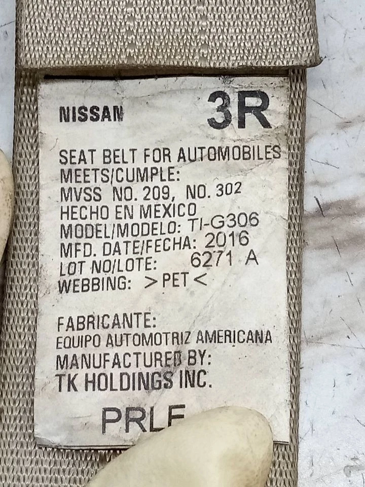 Used Front Right Seat Belt Front fits: 2017 Nissan Altima bucket passenger retra Foto 2 de 4