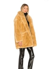 Halston Womens Double Breasted Fur Coat Large New With Tags