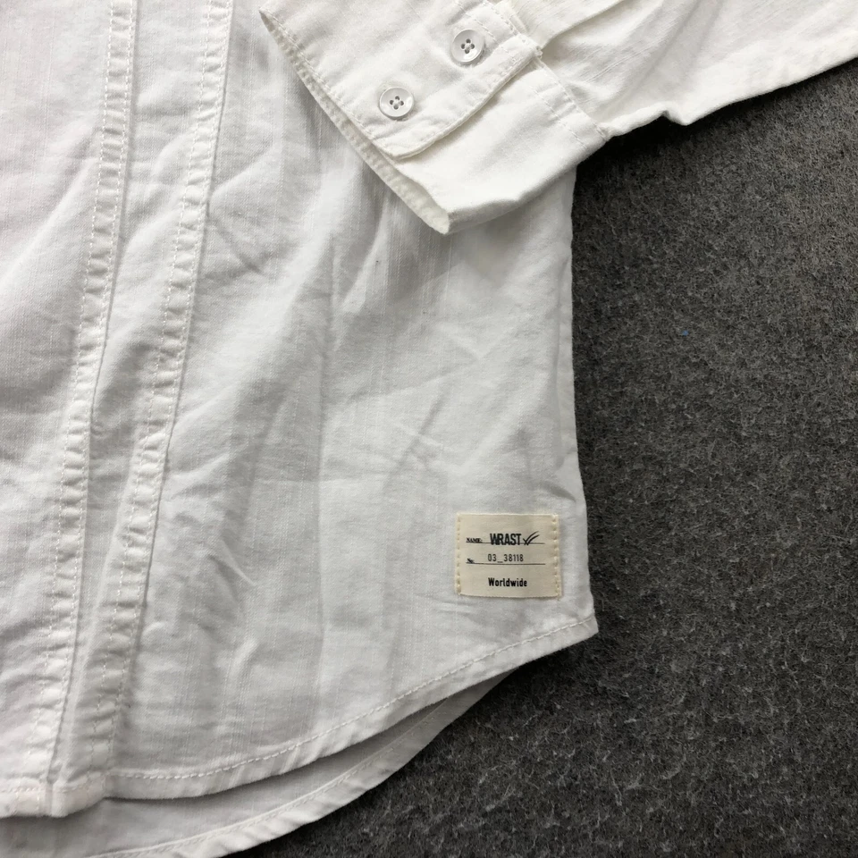 Camisa William Rast Hombre Grande Blanca Sólida Manga Larga Bolsillos Abotonados * Foto 4 de 4