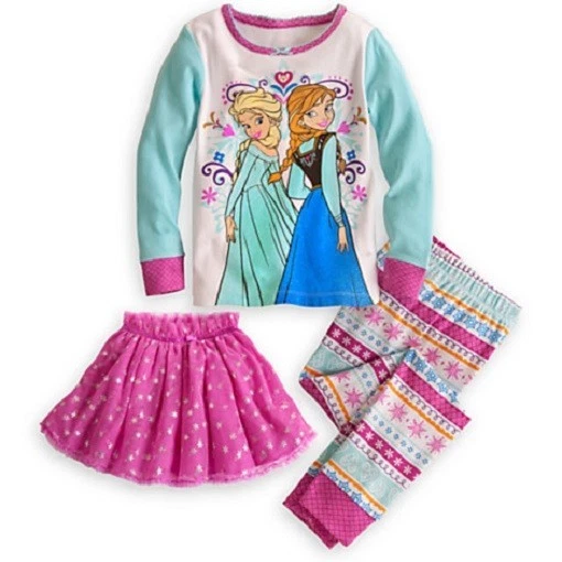 ELSA + ANNA~Deluxe~Cotton~PJ~Pajama+Skirt~Set~Sleep Wear~Frozen~NWT~Disney  Store