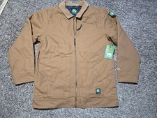John Deere canvas work jacket boys XL 14/16 corduroy collar Brown quilted lining