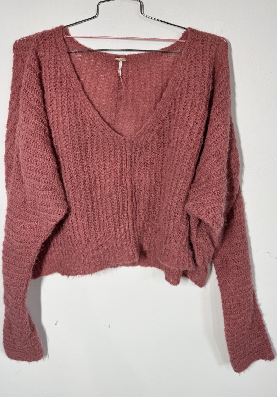 Free People Moonbeam Alpaca Sweater V Neck Oversized Lightweight Slouchy Size S