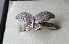 Vintage Sterling Silver W/ CZ Diamonds Butterfly Ring Size 7