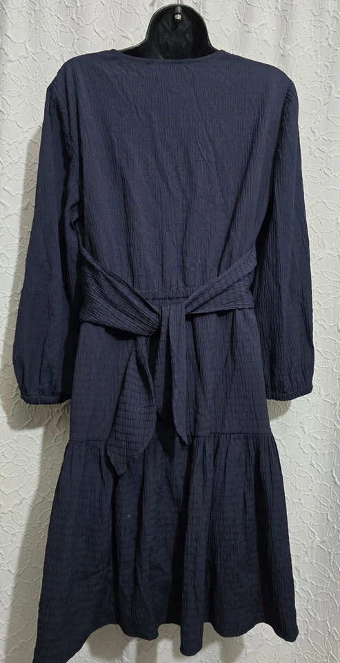 Vestido Tommy Hilfiger Azul Marino en Niveles - Talla 10 - Vestidos para Mujer Manga 3/4 Cuello en V Foto 3 de 4