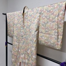 Butterfly Pattern Kimono White Background Japan Size medium
