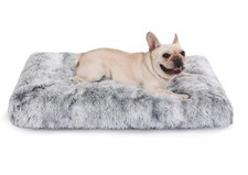 Bedfolks Waterproof Dog Crate Bed With Removable Washable Cover, Plush Faux F...