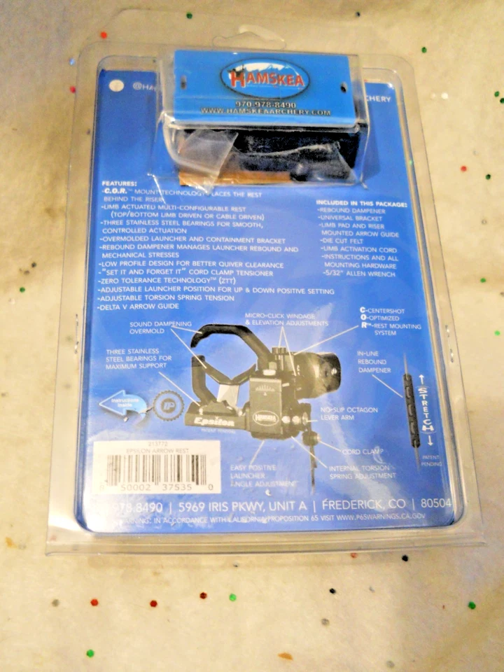 Hamskea Epsilon™ Arrow Rest w/ C.O.R.™ Universal Bracket, Right 213772 USA Made - Image 4 of 4