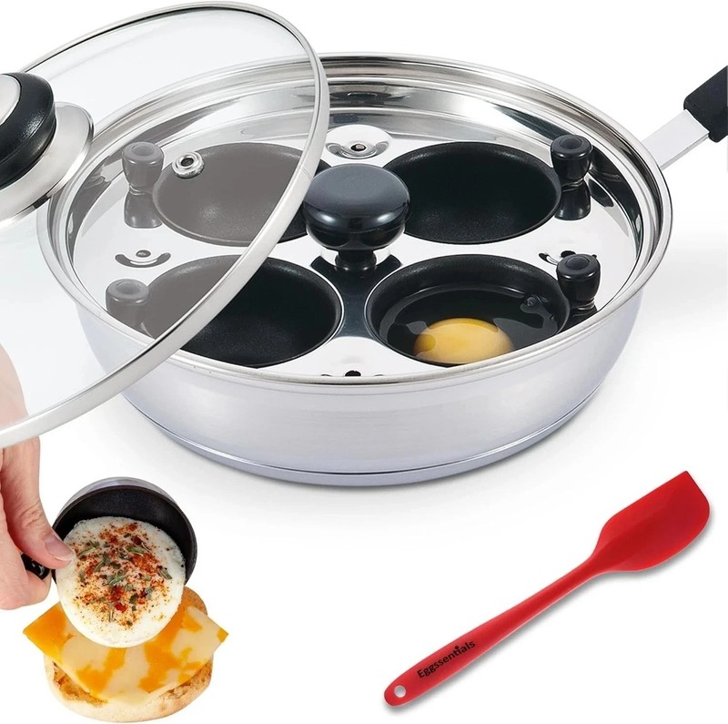 Egg Poacher - Eggssentials Poached Egg Maker, Stainless Steel 10" Diameter