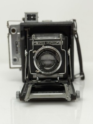 Graflex Speed Graphic 4x5 Camera Zeiss Tessar 10.5cm f/3.5 Compur