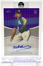 2022 Leaf Perfect Game Metal Autographs Cole Schoenwetter Purple Auto 1/1 Reds