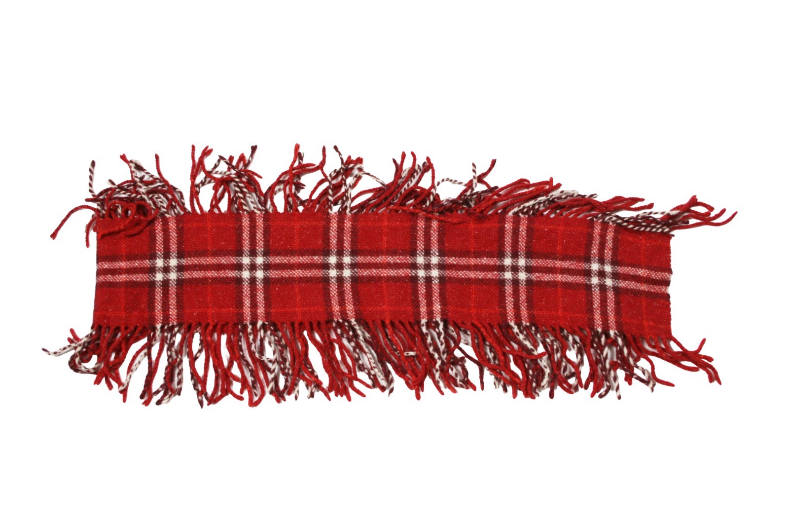 Burberry 00S Nova Check Red Double Fringe Wool Scarf Vintage image 3
