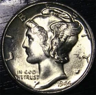 1944 D Mercury Dime 10c US Coin 90% Silver Denver Mint Gem BU FSB