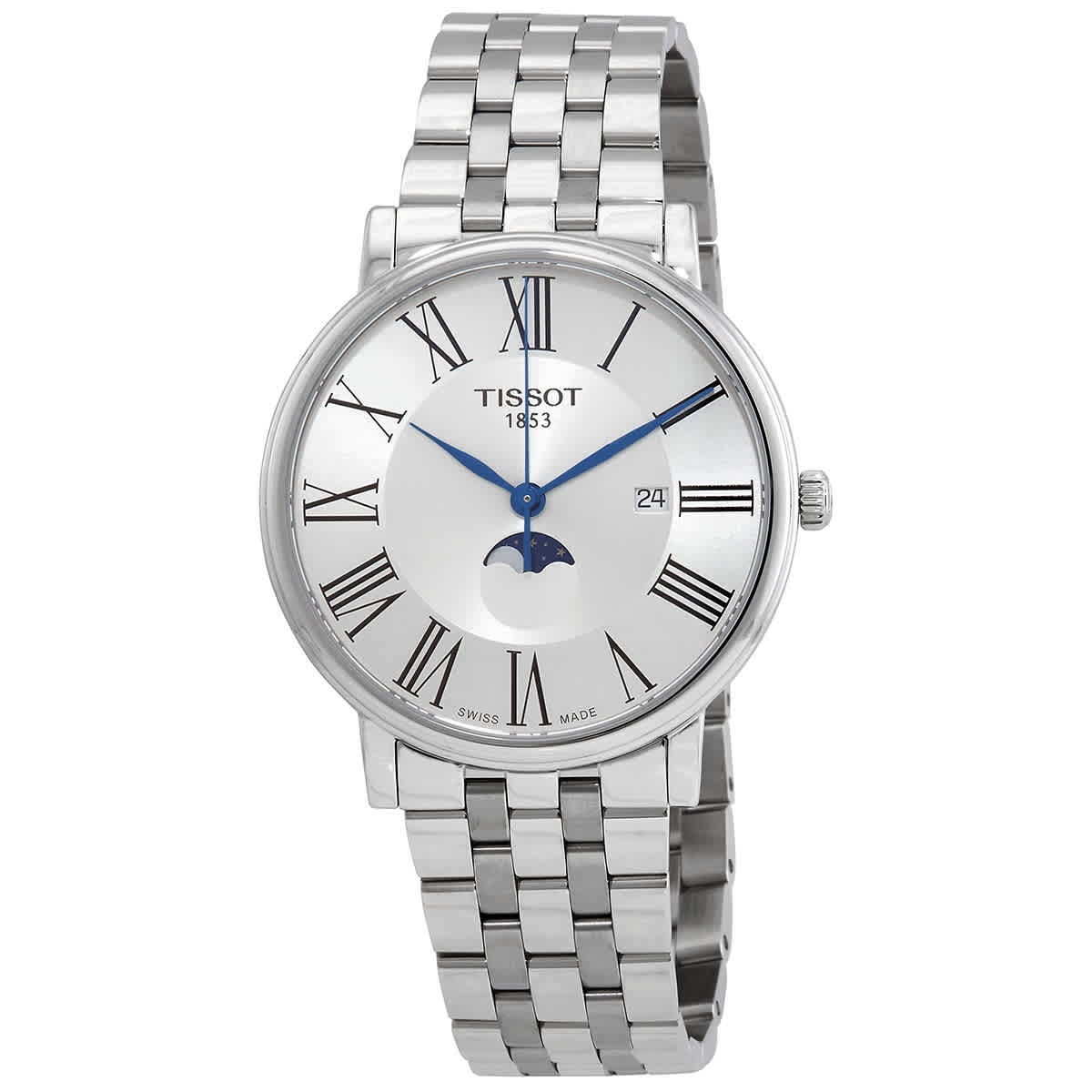 Tissot Carson Moon Phase Quartz Silver Dial Men's Watch T1224231103300