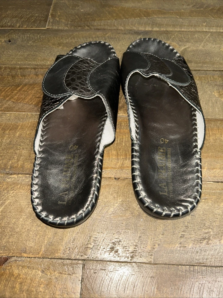 Sandalia Paola para mujer La Plume plantilla deslizable de cuero anti golpes talla 40 talla 9 EE. UU. Foto 2 de 4