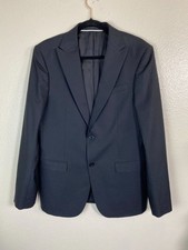 Z Zegna Drop 8 Wool Black Blazer Jacket Men US 40R Sports Coat Plaid Peak IT 50R