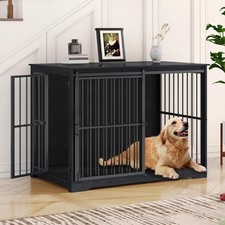 XXL Large Dog Crate Furniture 46.9" Indoor Dog Kennel Furniture with Barn Door