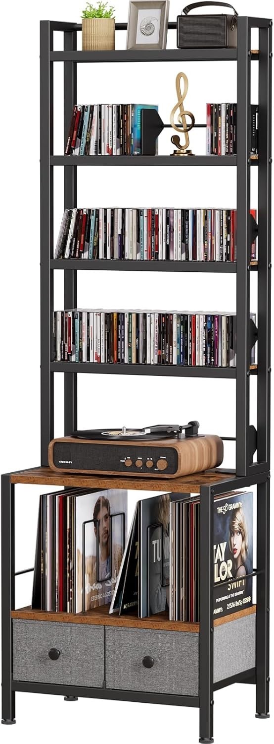 DVD Storage Vinyl Record Storage Rack 6-Tier CD Rack Tower S