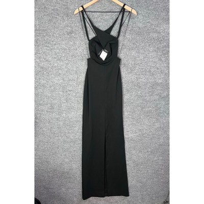 NEW Solace London Black Maxi Dress Back Less Size 2