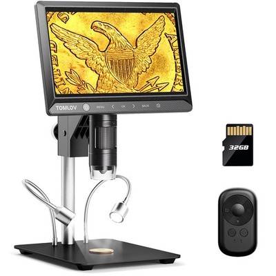 TOMLOV DM702 10'' Digital Coin Microscope LED Screen Soldering Repair