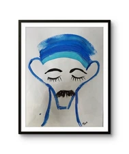 MENA'S Impression 14X11  Old Man Resting  Original Art Modern Mixed Media