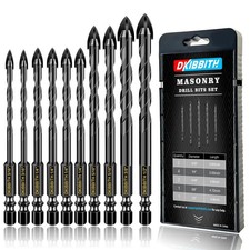 10 Pcs Drill Bit Set for Tile, Brick, Plastic and Wood, Carbide Tip Work