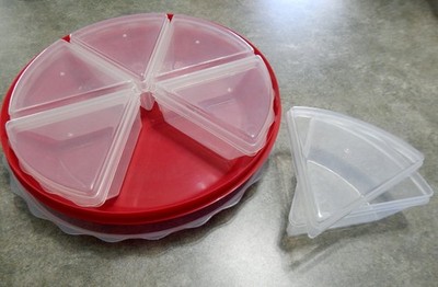 Fox Run Red Pie Saver Carrier for up to 10'' Pies with Lid & 6 Slice Containers