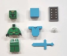 LEGO MINECRAFT CACTUS KNIGHT MINIFIGURE min193 NEW FROM 21267 w/SWORD & SHIELD