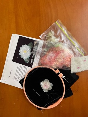 Fish Scale Rose Dimensional Floral Silk embroidery Kit circa 2010s