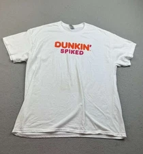 Dunkin Spiked Shirt Mens XL White Cotton Lightweight Short Sleeves Tee