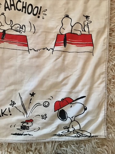 Vtg Peanuts Snoopy 1972 Print Window Panel Curtain Valance 42”H 37”L - Picture 3 of 10