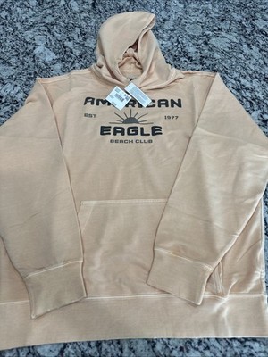 AEO American Eagle Hoodie Size Medium Tall Chest Logo Peach Relaxed Fit Soft!!!!
