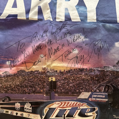 2002 NHRA Powerade Champion Larry Dixon Signed Flag, with Long Inscription’ - Picture 5 of 5
