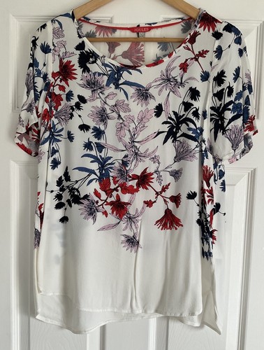 Women's Joules Hannah Floral Smart Casual Short Sleeve Blouse Top UK Size 10