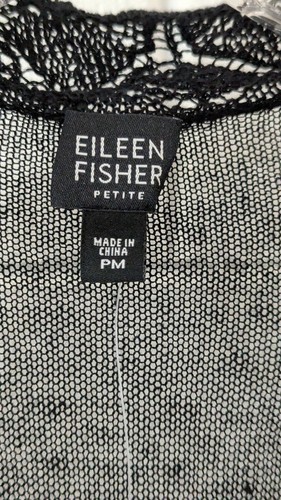 EILEEN FISHER NWT BLACK MESH CARDIGAN WITH LACE ACCENT SIZE PM - Picture 5 of 9