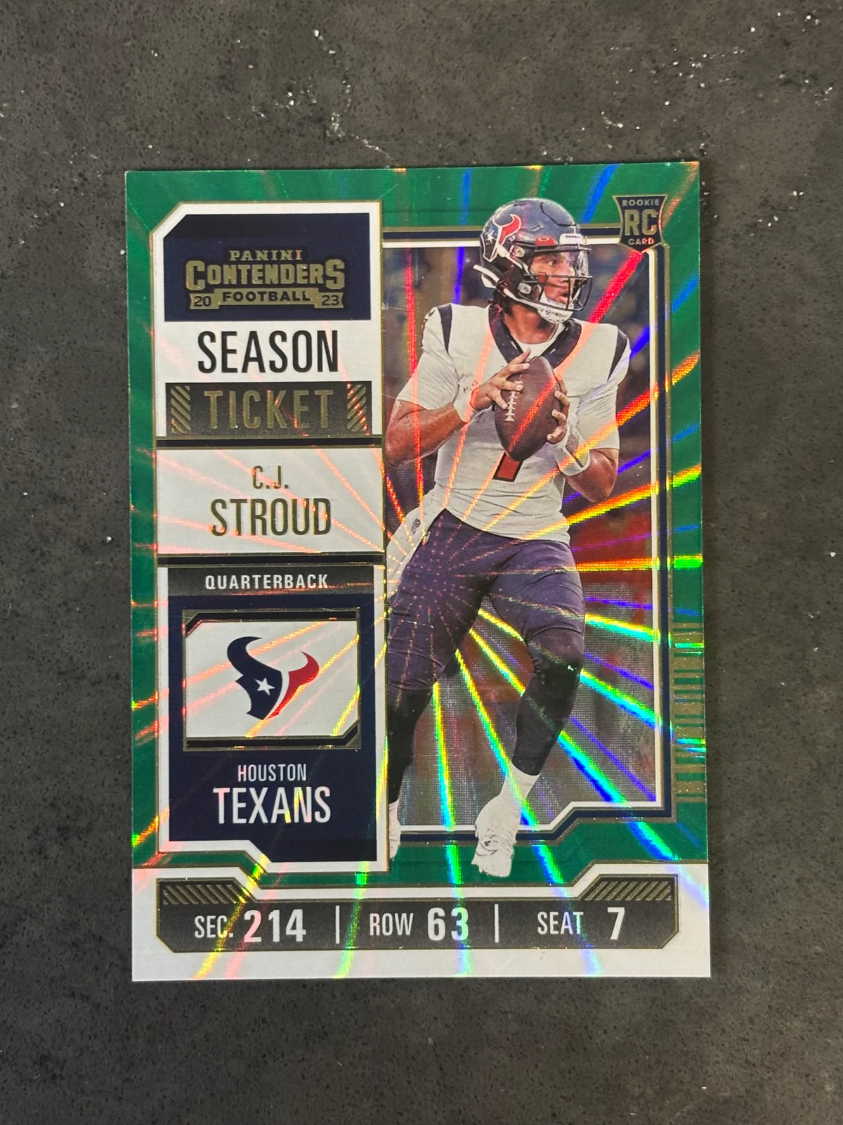 2023 Panini Contenders Football C.J. Stroud #40 Green Laser SSP RC