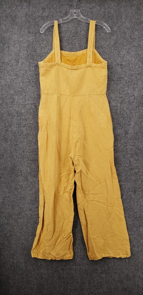 C&C California Jumpsuit Womens 10 Yellow Linen Blend Crop Wide Leg Sleeveless - Image 2 of 4