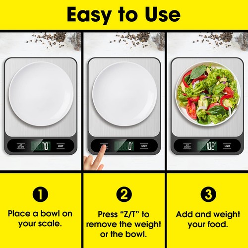 Bilancia per Alimenti, 10kg/22lb Bilancia Digitale da Cucina Peso Grammi e Once per Bakin... - Foto 7 di 7