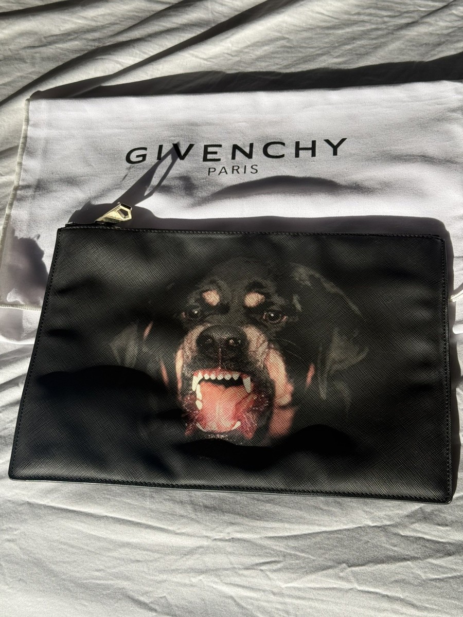 Givenchy Rottweiler Leather Clutch Bag Black preown Authentic | eBay