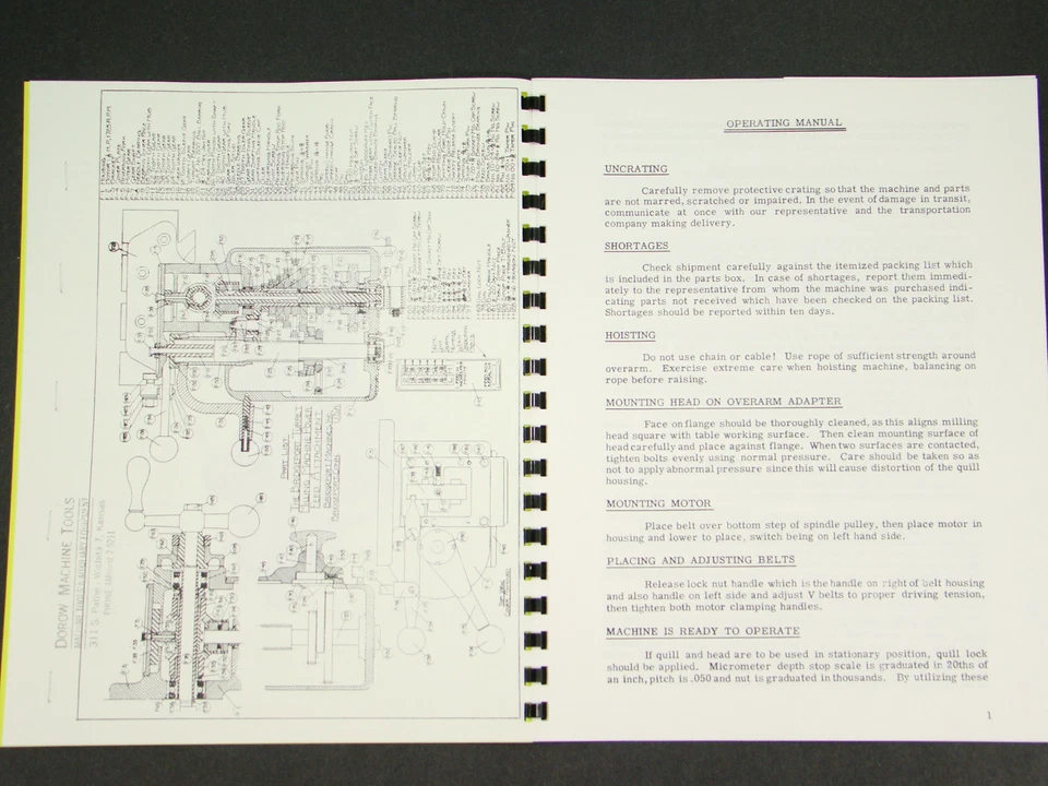 Bridgeport 1hp Round Ram Early Milling Machine Operators & Parts List Manual 151 - Image 2 of 4