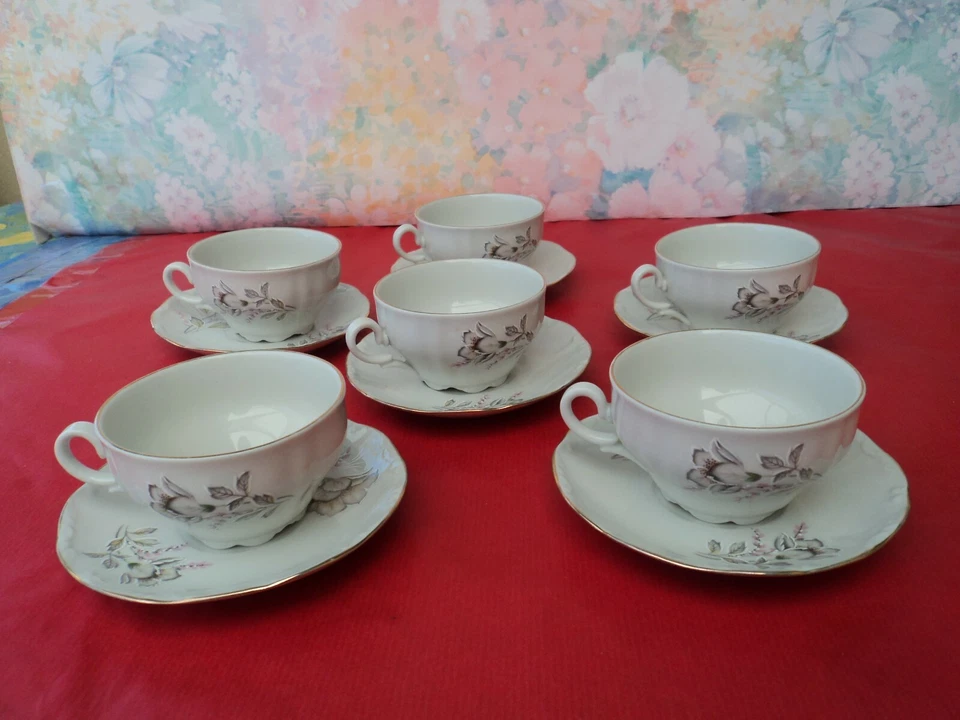 6 Tasses + 6 Soucoupes Porcelaine ROYAL ( Café, Thé, Chocolat autres...) - Photo 4/4