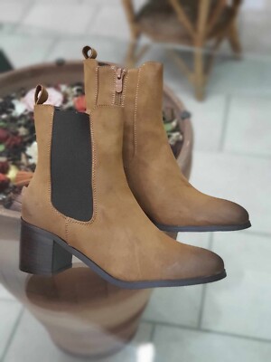 C825 BEATLES CAMEL DAMEN STIEFELETTEN MITTLERER ABSATZ STIEFELETTE WINTERSTIEFEL