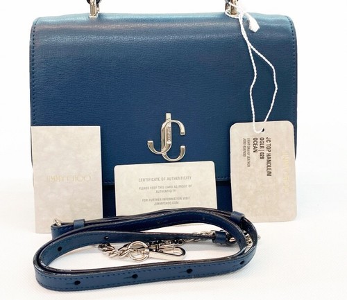 Neu mit Etikett Jimmy Choo hellkörnige Umhängetasche aus Leder mit oberem Griff, Ocean $ 1495 - Bild 2 von 6