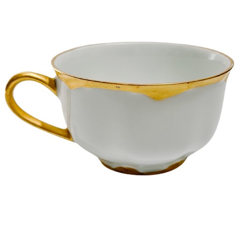 Antique Hutschenreuther Bavaria White & Gold Cups with Saucers, Set of 12 - Picture 6 of 10