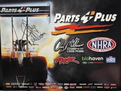 VRHTF NHRA ''SIGNED BY CLAY MILLICAN PARTS PLUS'' HAND OUT EXCELLENT CONDITION