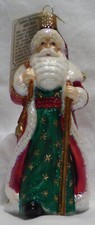 OWC Old World Christmas Blown Glass Father Christmas with Bells 40307 green red