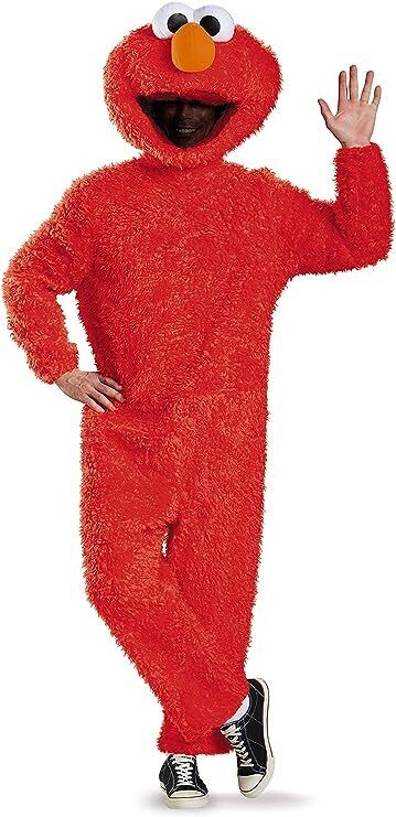 Sesame Street Red Elmo XL Adult Male Costume Halloween Plush Jumpsuit Mascot