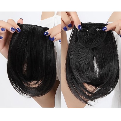 Real Thick Bang Clip in on Fringe Hair Extensions as Human Hair Brown Blond Grey - Picture 18 of 30